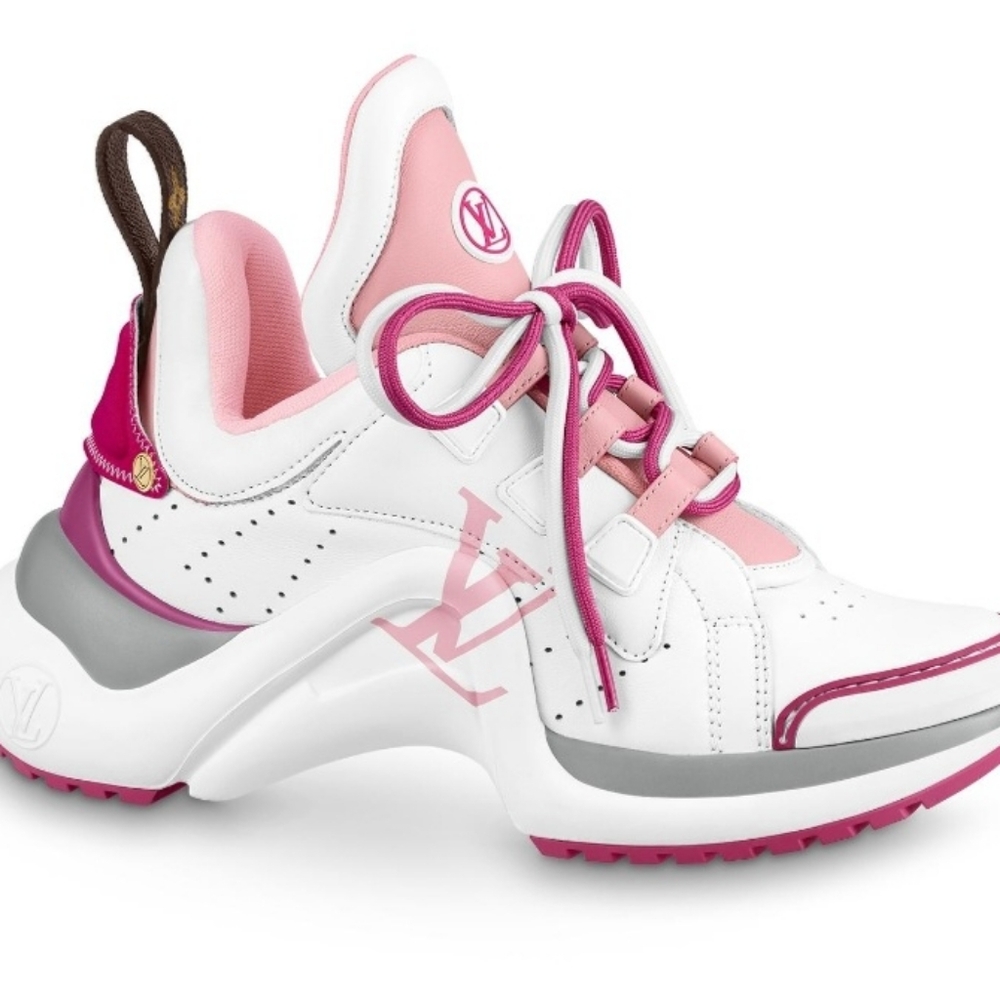 LvWhite and Pink Sneakers